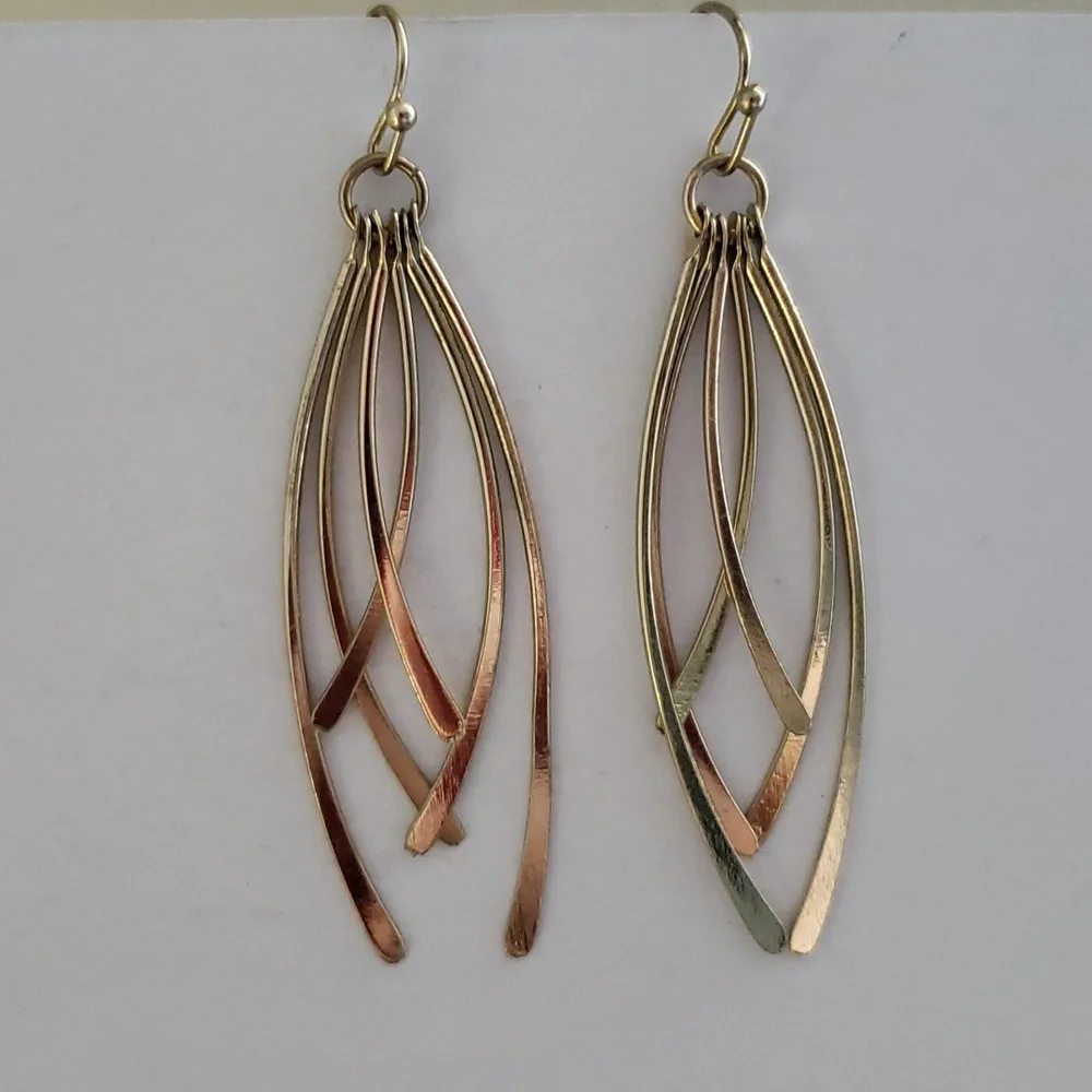 Gold Tone Dangle Earrings - Picture 3 of 3
